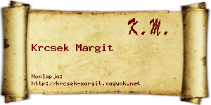 Krcsek Margit névjegykártya